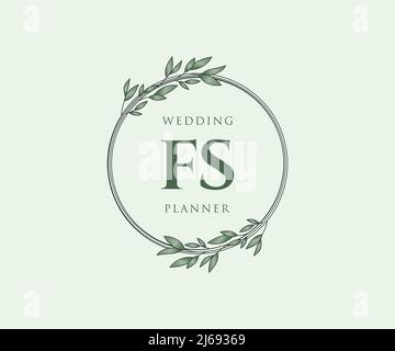 FS Initials letter Wedding monogram logos collection, hand drawn modern minimalistic and floral templates for Invitation cards, Save the Date, elegant Stock Vector