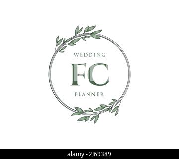 FC Initials letter Wedding monogram logos collection, hand drawn modern minimalistic and floral templates for Invitation cards, Save the Date, elegant Stock Vector