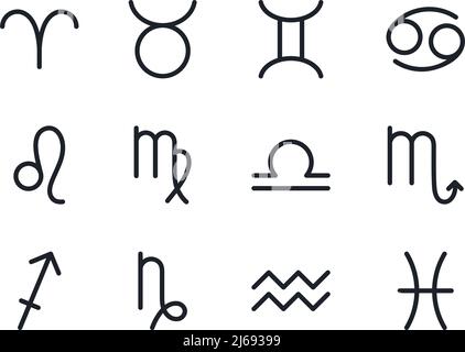 Zodiac signs icons. Icon set. Isolated vector astrological signs Stock Vector