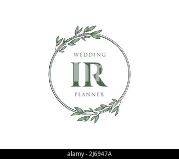 IR Initials letter Wedding monogram logos collection, hand drawn modern minimalistic and floral templates for Invitation cards, Save the Date, elegant Stock Vector