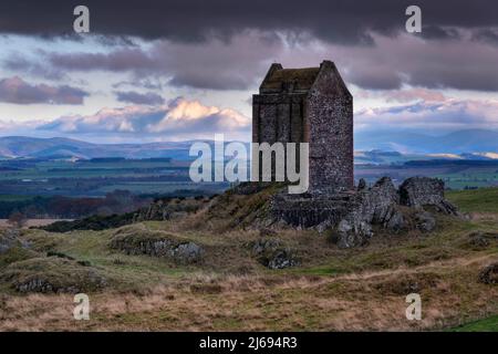 The Pele Tower of Smailholm Tower, Smailholm, near Kelso, Roxburghshire, Scottish Borders, Scotland, United Kingdom, Europe Stock Photo