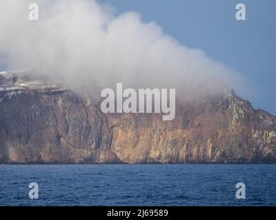 A view of Lucifer Hill on Candlemas Island, an uninhabited volcanic Island in the South Sandwich Islands, South Atlantic, Polar Regions Stock Photo