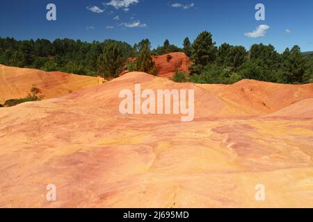 Roussillon, France - June 2021: The incredible open air ocher quarries in Provence Stock Photo