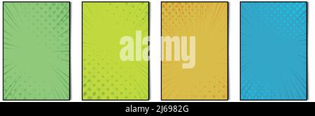 Set of 4 pcs abstract backgrounds comic zoom texture for advertising, business cards and banners - Vector illustration Stock Vector