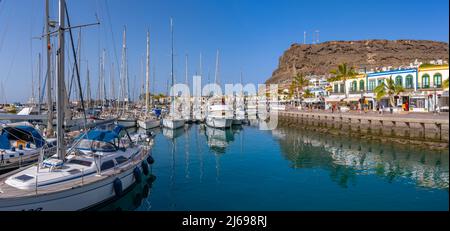 Panoramic image of Puerto de Mogán in the south of the island Gran ...