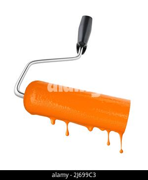 Paint roller perspective view on white background Stock Photo