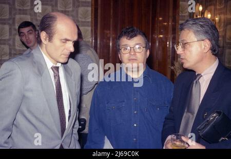 Romanian journalists Cristian Tudor Popescu, Ioan T. Morar & Dorin Tudoran, approx. 1997 Stock Photo