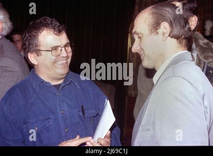 Romanian journalists Ioan T. Morar  Cristian Tudor Popescu, approx. 1997 Stock Photo