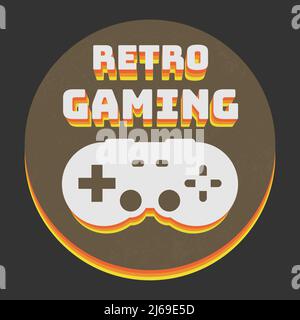 retro gaming sticker or sign with game controller, vector illustration Stock Vector