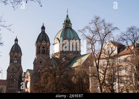 Munich,Germany, April 27,2022: St. Luke's Church is the largest Protestant church in Munich, southern Germany. Stock Photo