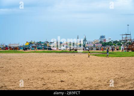 Edward Elliot's Beach is one of the cleanest and safest beaches in the city of Chennai. Stock Photo