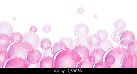 Pink transparent bubbles illustration large background Stock Photo - Alamy