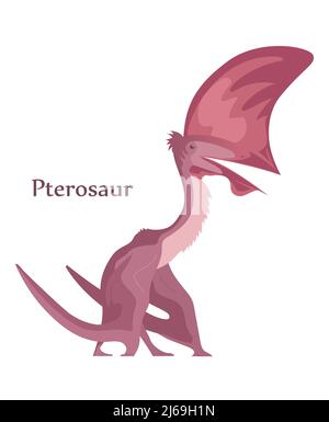Ancient flying big pangolin pterosaur. Predatory dinosaur of the Jurassic period. Prehistoric animal. Vector illustration isolated on white background Stock Vector