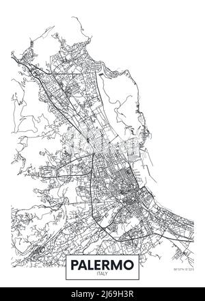 City map Palermo, travel vector poster design art for interior decoration Stock Vector