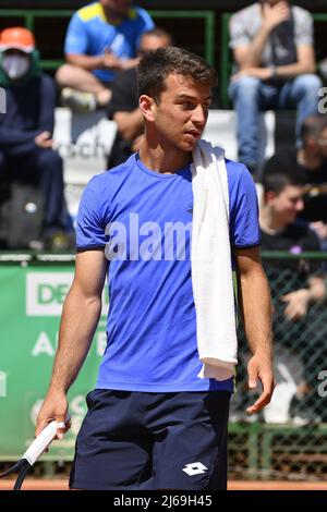 Rome, Italy. 29th Apr, 2022. Ergi Kirkin (TUR) during the quarter-finals at the ATP Challenger Roma Open 2022, tennis tournament on April 29, 2022 at Garden Tennis Club in Rome, Italy Credit: Live Media Publishing Group/Alamy Live News Stock Photo