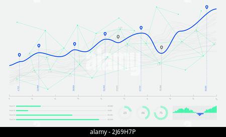 Digital business analytics concept, data threads graphic visualization, Hi-tech concept innovation Stock Vector