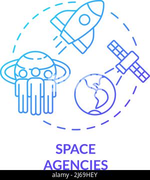 Space agencies blue gradient concept icon Stock Vector
