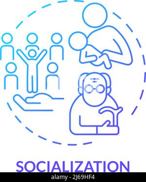Socialization blue gradient concept icon Stock Vector