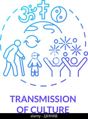 Transmission of culture blue gradient concept icon Stock Vector