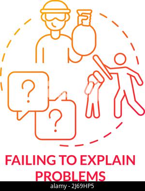 Failing to explain problems red gradient concept icon Stock Vector