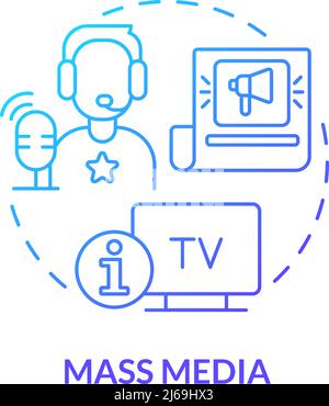 Mass media blue gradient concept icon Stock Vector