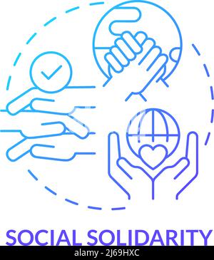 Social solidarity blue gradient concept icon Stock Vector