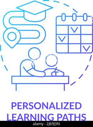 Personalized learning paths blue gradient concept icon Stock Vector