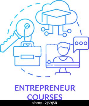 Entrepreneur courses blue gradient concept icon Stock Vector