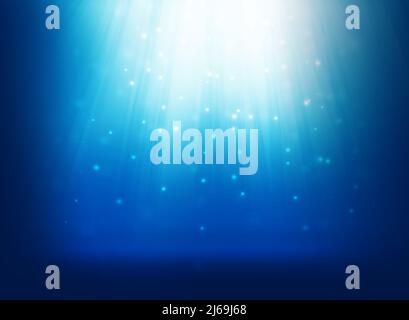 Graphical abstract background, light rays comes down from top edge to mid center Stock Photo