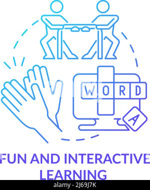 Fun and interactive learning blue gradient concept icon Stock Vector