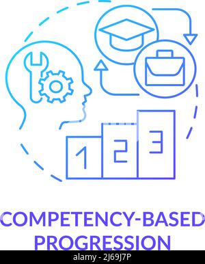 Competency based progression blue gradient concept icon Stock Vector