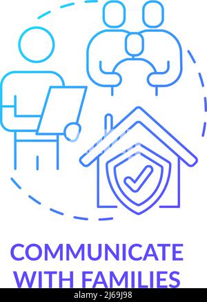 Communicate with families blue gradient concept icon Stock Vector