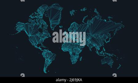 World map with nodes of global business concept, vector illustration of network interconnections, futuristic tech background Stock Vector