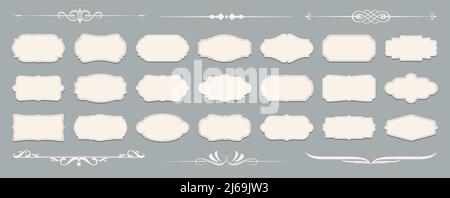Set of luxury vintage frames, collection of retro labels, badges and banners vector decorative elements Stock Vector