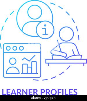 Learner profiles blue gradient concept icon Stock Vector