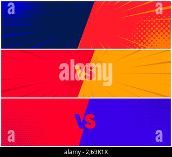 Set of banners fighting each other, vector illustration, two opponents versus screen design Stock Vector
