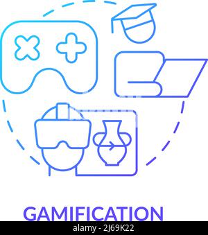 Gamification blue gradient concept icon Stock Vector