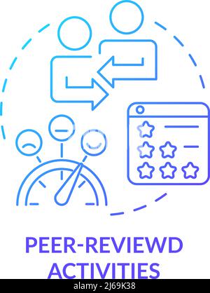 Peer reviewed activities blue gradient concept icon Stock Vector