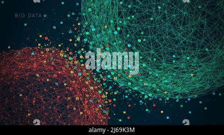 Futuristic technology for processing information flow, world big data network, vector illustration Stock Vector