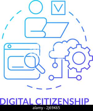 Digital citizenship blue gradient concept icon Stock Vector