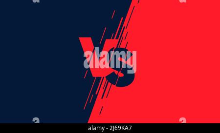 Versus screen flat modern design, battle headline backgrounds against each other, dark blue vs red Stock Vector