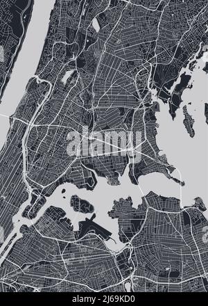 Detailed borough map of The Bronx New York city, monochrome vector poster or postcard city street plan aerial view Stock Vector