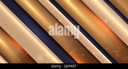 Abstract gold lines luxury background with glow sparkling particles effect Stock Vector