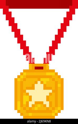 Pixel art medal icon for 8bit game on white background Stock Vector ...