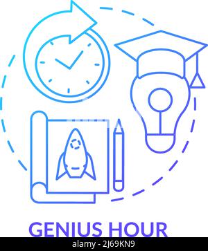Genius hour blue gradient concept icon Stock Vector