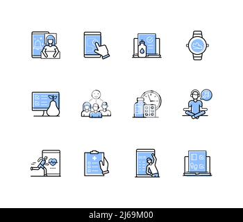 Good habits - modern line design style icons set Stock Vector