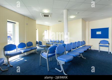 Empty doctors waiting room,NHS waiting room,empty waiting room. Stock Photo
