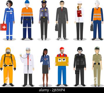 People occupation characters set in flat style isolated on white background. Flat vector icons on white background. Templates for infographic, sites, Stock Vector