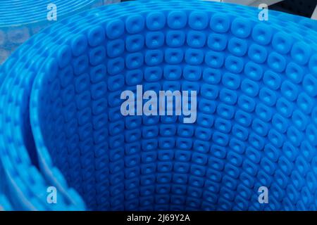 Close up of an blue underfloor heating (UFH) mat Stock Photo