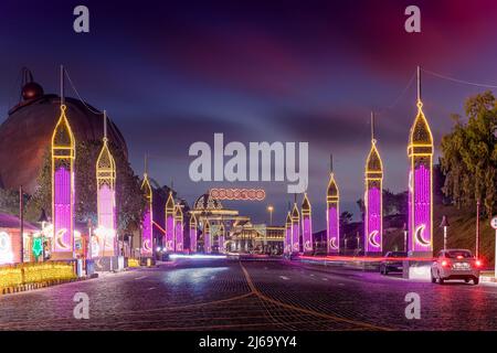 Katara Kultural village view of Galeries Lafayette, popular touristic destination in Doha, Qatar Stock Photo